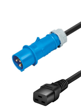 IEC309蓝色工业插头16A32A转IEC320C19UPS/PDU电源线3*2.5平方