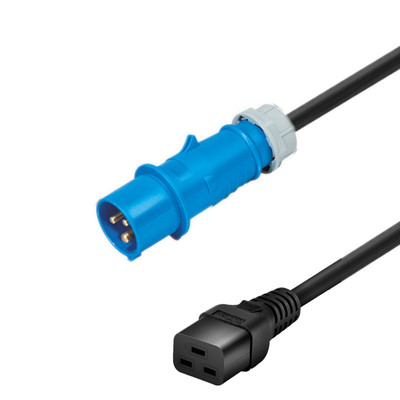 IEC309蓝色工业插头16A32A转IEC320C19UPS/PDU电源线3*2.5平方