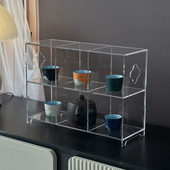 多宝阁亚克力杯架紫砂壶建盏展示架桌面杯子茶具收纳置物架透明柜