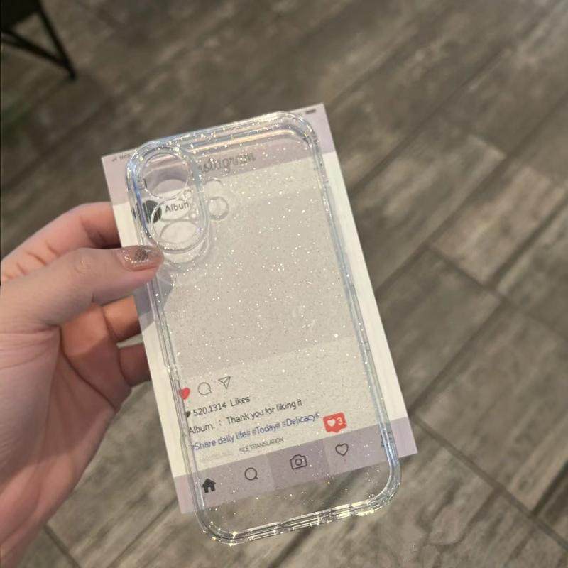 简约透明闪粉新款适用苹果16手机壳iphone15pro女款14新款13小红书同款12硅胶软壳16plus防摔高级保护套,3C数码配件,手机保护套/壳,淘宝优惠券,粉丝福利购,淘宝优惠卷