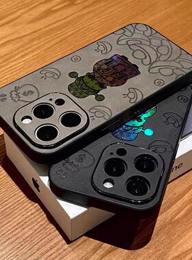 新年财神镭射适用苹果16promax手机壳iPhone15pro新款14防摔13全包11/17翻毛皮12情侣高级plus男女小众保护套