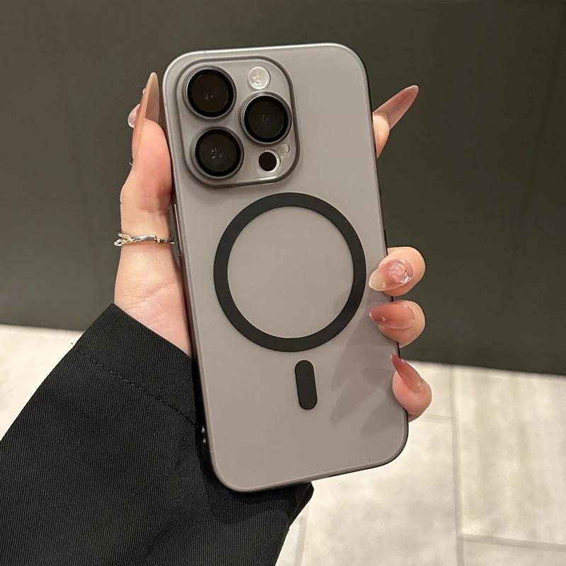 超薄冰雾磁吸适用苹果iPhone16磨砂magsafe手机壳15透明防摔13保护套14promax亲肤12散热不发黄镜头膜plus硬