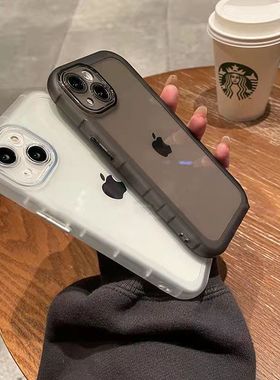 适用苹果13简约手机壳iphone11硅胶15/16/17新款xsmax全透明12pro气囊xr圆防摔套不发黄14plus保护套