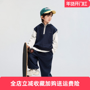 童话记忆2025秋季男童套装中大童新款连帽卫衣马甲三件套运动舒适