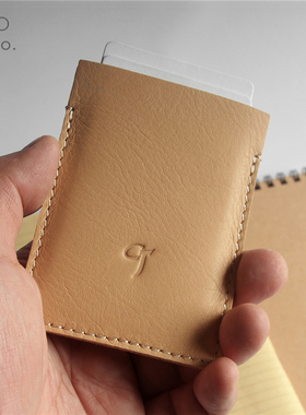 Ciderjohn 简约手工真牛皮名片夹卡片收纳包竖款银行卡包商务纯色