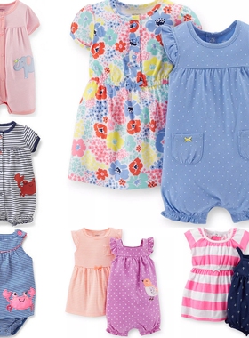 亏本清美国正品carters卡特女宝宝婴儿夏棉短袖连身衣连体衣