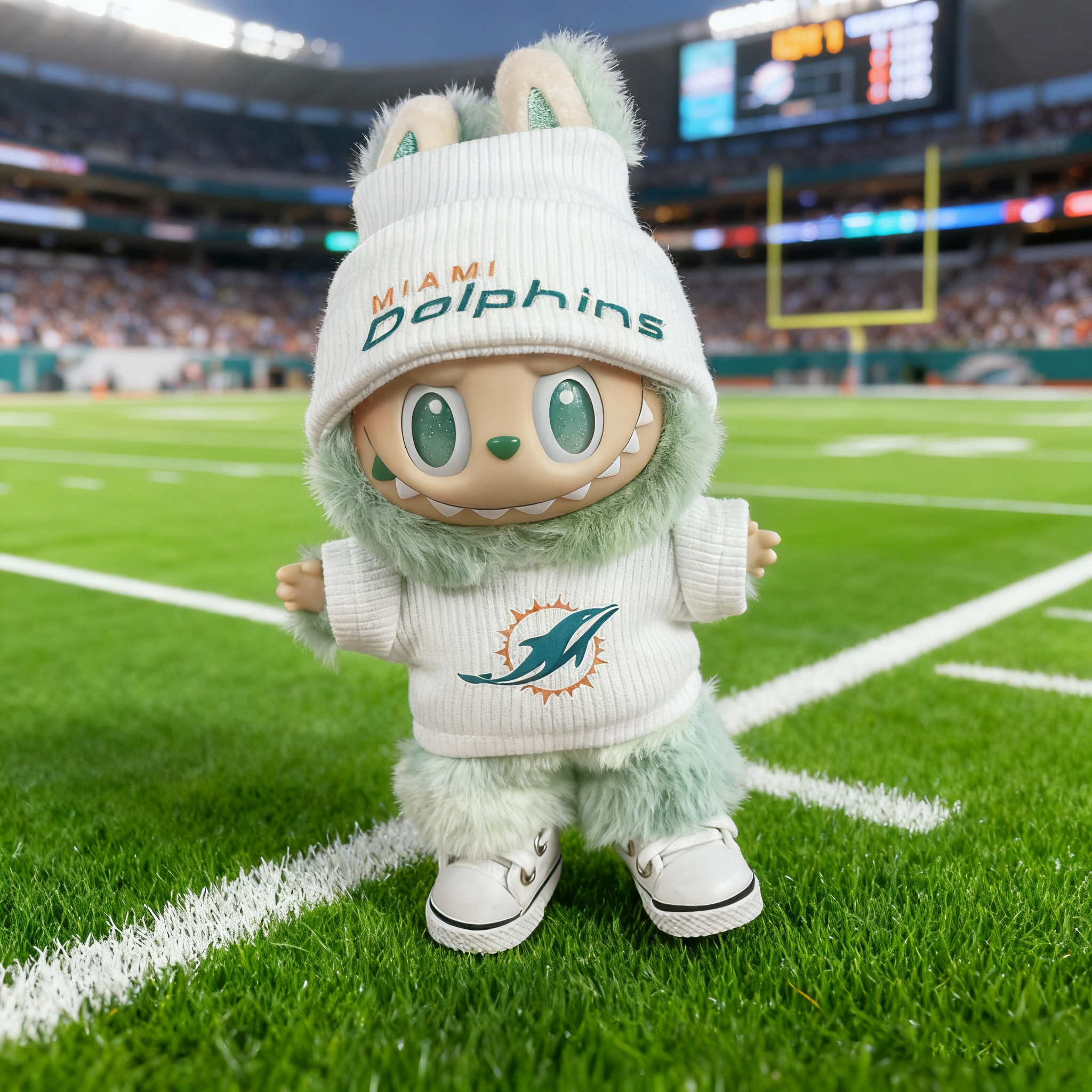 NFL迈阿密球队labubu娃衣