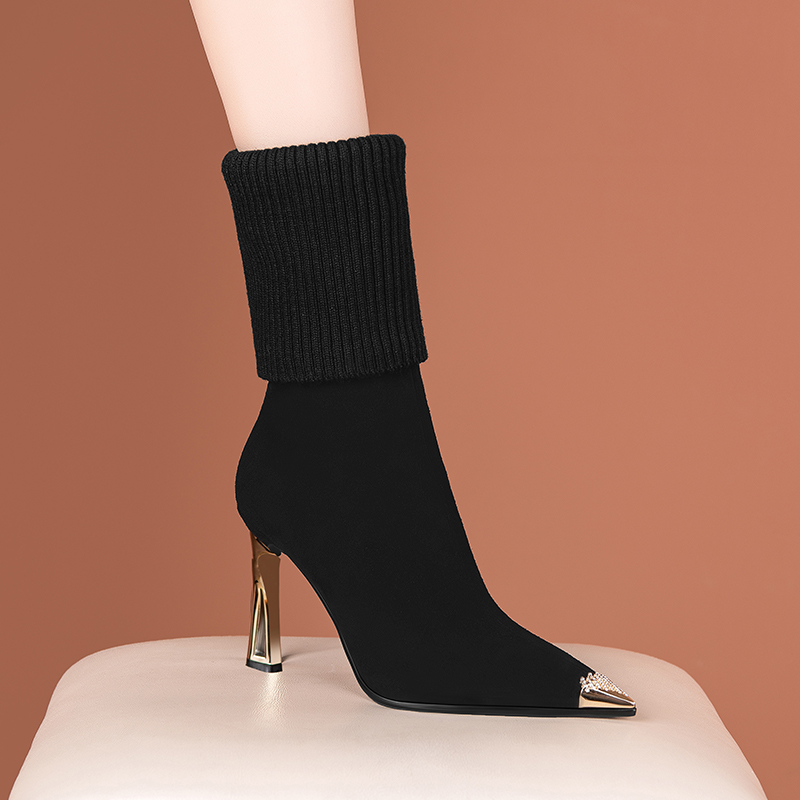 (SHEAYUE/拾雨)欧美毛线靴尖头