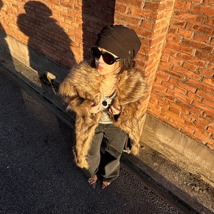 Aesta斯拉夫长款环保皮草复古仿貉子毛 座山雕男女同穿保暖外套