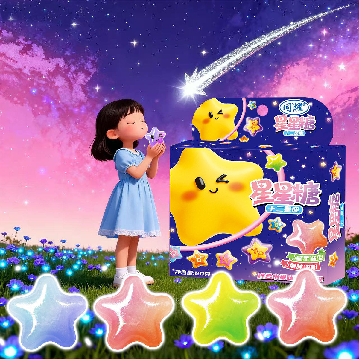 十二星座星星水果味硬糖许愿糖生日礼物儿童情人节送礼盒装糖果