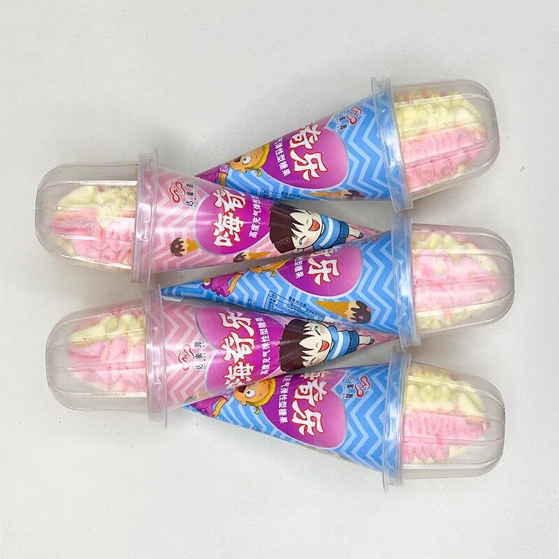 冰淇淋筒棉花糖蛋筒儿童高颜值糖果小零食童网红生日休闲食品批发