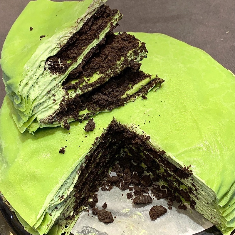 抹茶千层蛋糕利动物奶油奥芋泥草莓蓝莓网红款甜品办公室下午茶