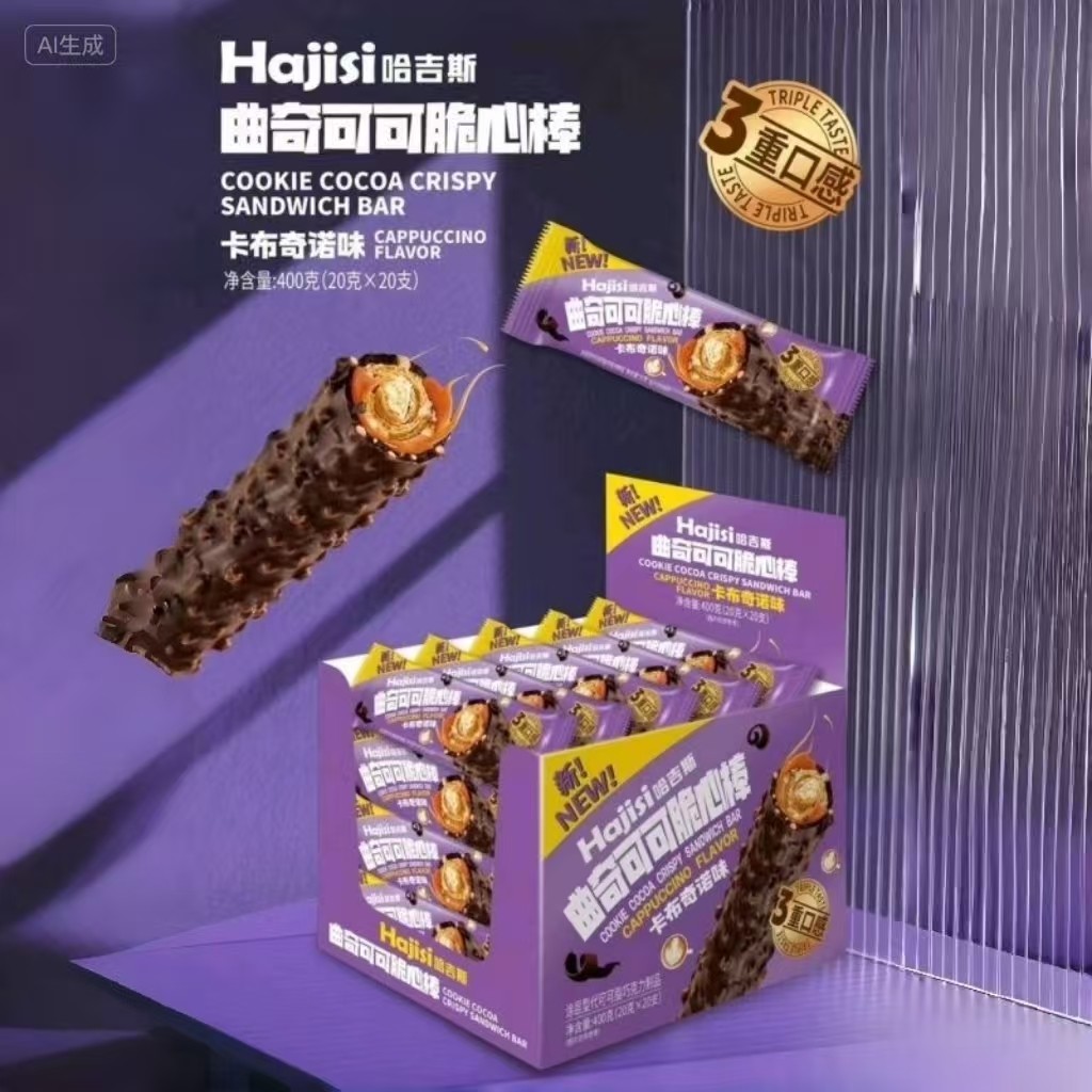 曲奇可可脆心棒摩卡卡布奇诺味巧克力棒零食怀旧小吃（代可可脂）
