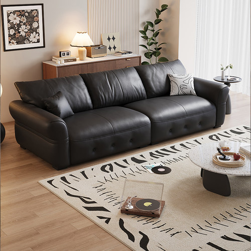 复古油蜡皮皮艺沙发意式极简真皮