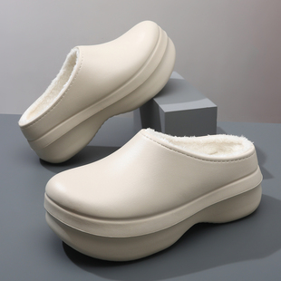 情侣外穿防滑厚底包头拖鞋 包头棉拖鞋 加绒保暖棉鞋 男女冬季 厨师鞋