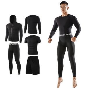 运动套装男健身衣服跑步装备速干篮球高弹训练裤紧身冬天冬季加绒