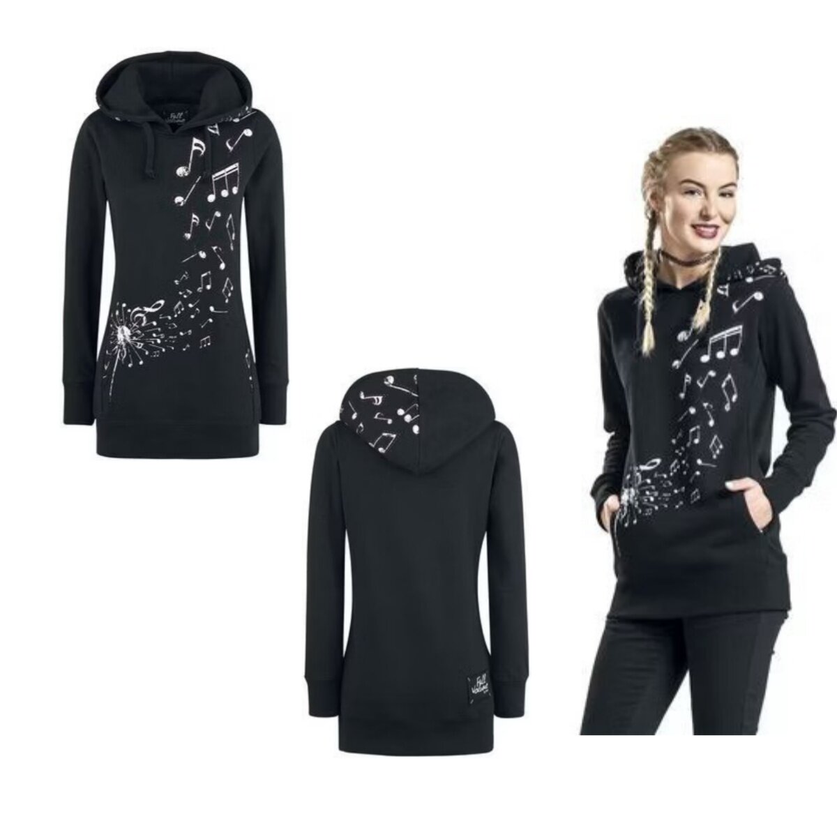 秋冬中长款女士连帽套头简约百搭抓绒卫衣外套