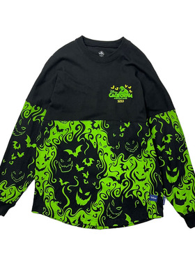 纯原乐园款落肩夜光圣诞夜惊魂长袖宽松T恤男女情侣款TEE潮酷纯棉