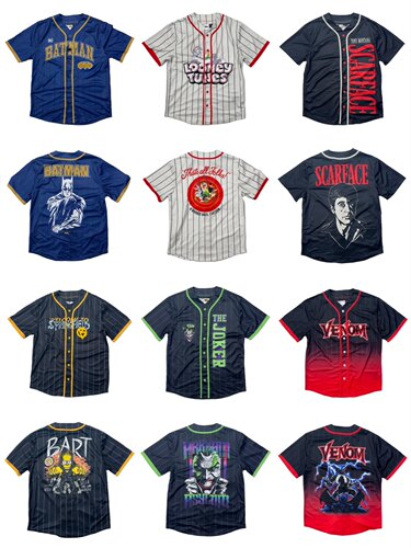 纯原男女情侣款卡通速干棒球服纽扣上衣短袖T恤休闲运动tee