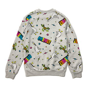 2023春秋外贸新款卡通印花圆领套头薄绒情侣款款卫衣外套休闲