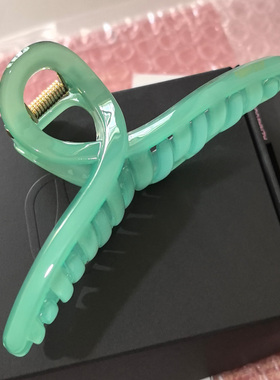 韩国进口AZNAVOUR AZ发饰冰沙薄荷加大号13cm交叉丝带鲨鱼夹发抓