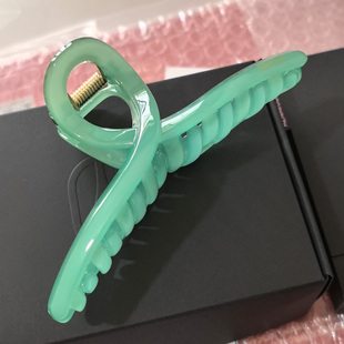 韩国进口AZNAVOUR AZ发饰冰沙薄荷加大号13cm交叉丝带鲨鱼夹发抓