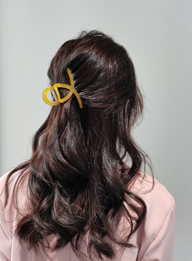 韩国进口AZNAVOUR/AZ发饰纯色法式chic交叉丝带经典8cm鲨鱼夹发抓