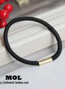 aidemoli韩国进口发饰基础金色卡口黑色皮筋发圈发绳头绳可替换
