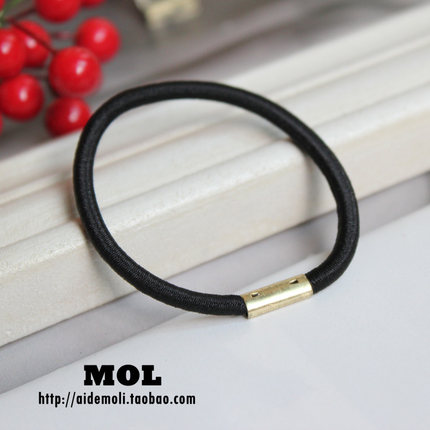 aidemoli韩国进口发饰基础金色卡口黑色皮筋发圈发绳头绳可替换