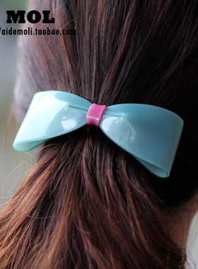 韩国进口 AZNAVOUR AZ 纯色蝴蝶结 大夹子 顶夹 弹簧夹