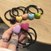 韩国进口发饰AZNAVOUR AZ奶油马卡龙2cm小爱心发圈皮筋发绳头绳