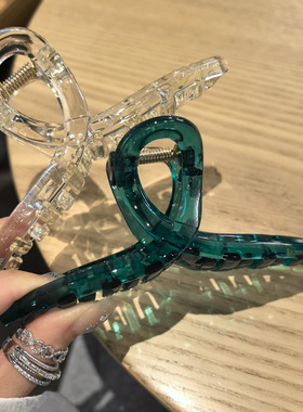 韩国进口AZNAVOUR AZ发饰冰沁透明苏打汽水丝带13cm发抓夹鲨鱼夹