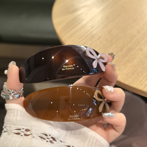 LERYAE韩国进口发饰甜美水钻蝴蝶结椭圆拱形弹簧夹顶夹发夹