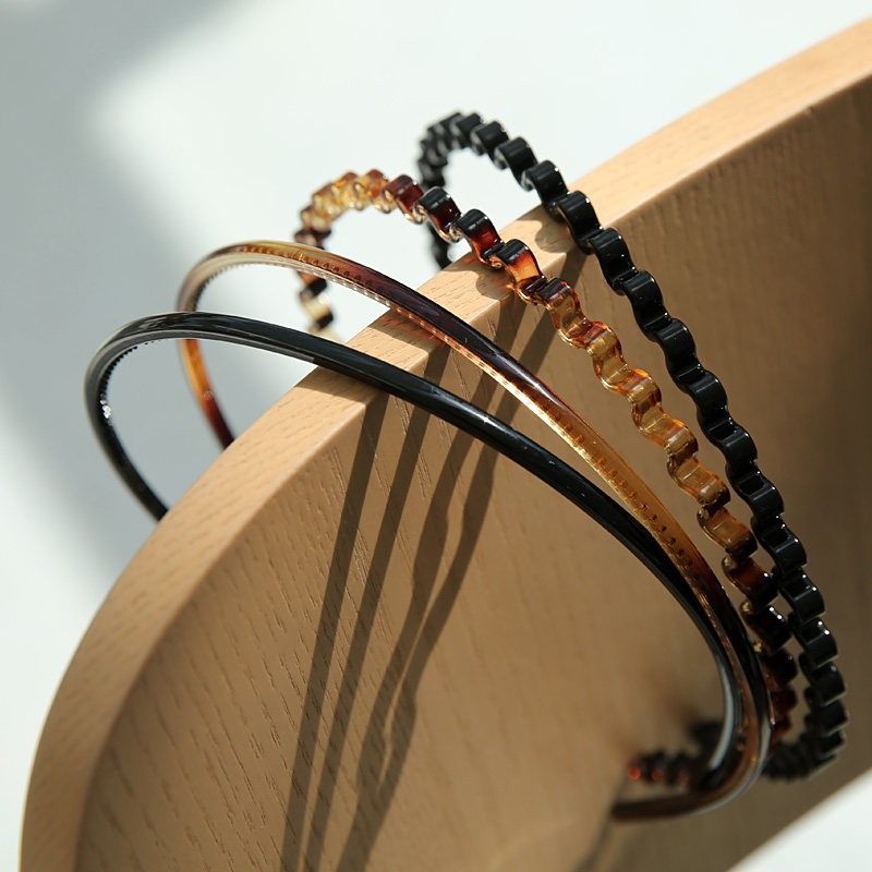 leryae韩国进口发饰基础百搭黑色玳瑁色波浪带齿洗脸发箍头箍压发