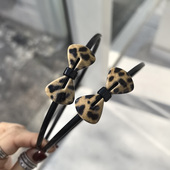 韩国进口AZNAVOUR AZ发饰棕色豹纹时髦圆润蝴蝶结发箍头箍压发