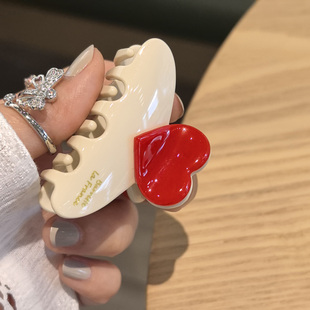 aidemoli韩国进口发饰ins红色爱心小饺子半抓鲨鱼夹抓夹发抓