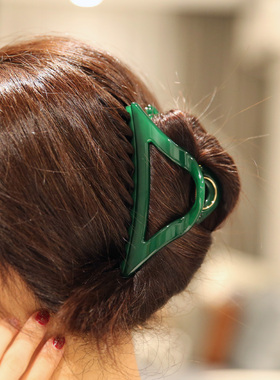 韩国进口 AZNAVOUR AZ 发饰中号大号三角形鲨鱼夹发抓深绿抓夹