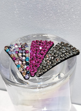 aidemoli韩国进口发饰日韩满钻水钻三角彩色红色祖母绿灰色BB发夹