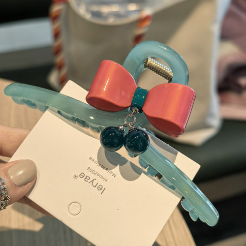 韩国进口GRAIN de BEAUTE/AZNAVOUR/AZ抓夹蝴蝶结13cm鲨鱼夹发抓