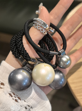 韩国进口AZNAVOUR/AZ发饰小灯泡白色深灰珍珠圆球发圈皮筋发绳