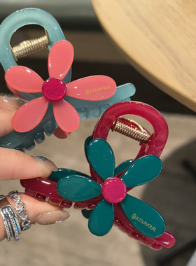 韩国进口AZNAVOUR AZ发饰漂亮花朵五瓣花8cm抓夹鲨鱼夹