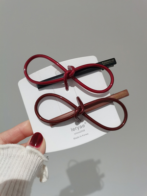 韩国进口GRAIN de BEAUTE/AZNAVOUR/AZ双色八字蝴蝶结鸭嘴夹发夹