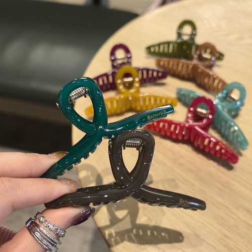 韩国进口AZNAVOUR AZ发饰简约糖果色丝带交叉发抓9cm抓夹鲨鱼夹