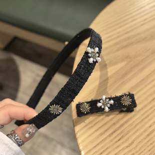 LERYAE韩国进口发饰香风粗花呢星芒珍珠菱形花朵1.5发箍头箍压发