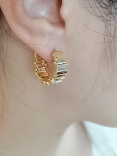 LERYAE韩国进口饰品ins爆款 金属几何星星爱心麻花素圈耳钉耳环