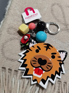 韩国进口 AZNAVOUR AZ 饰品日韩虎年橘黄色老虎钥匙扣包挂配件