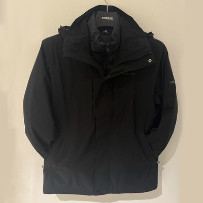 探路者2024冬新款男羽绒内胆三合一可拆卸冲锋衣TAWWAM91519