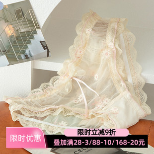 纯欲性感蕾丝内裤 少女日系薄款 甜美雏菊蝴蝶结纯棉裆三角裤 头新款