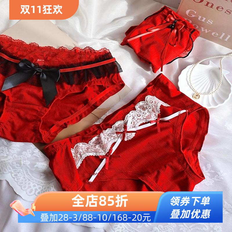 红色本命年内裤甜美蝴蝶结三角裤