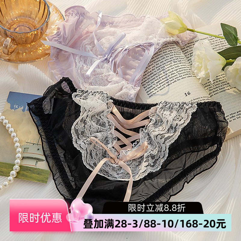 绑带性感蕾丝内裤少女满3件减3元